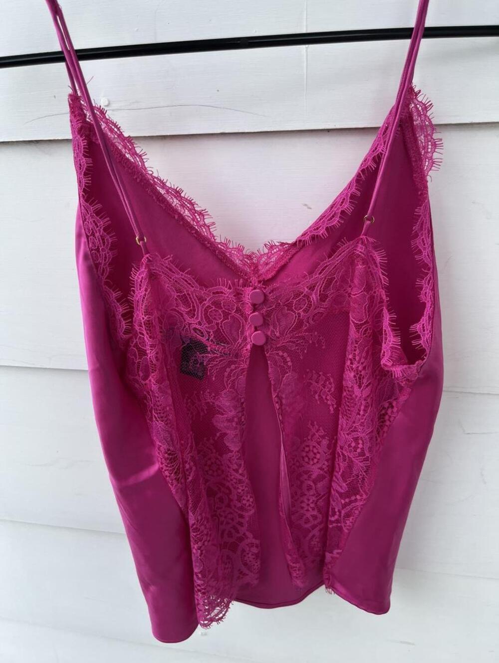 Victoria’s Secret Hot Pink Satin Lace Lingerie Top Y2K Size S